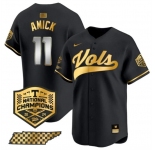 Men's Tennessee Volunteers #11 Billy Amick Black Gold 2024 Champions Vapor Limited Stitched Jersey
