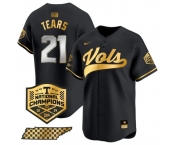 Men's Tennessee Volunteers #21 Kavares Tears Black Gold 2024 Champions Vapor Limited Stitched Jersey