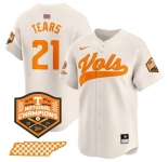 Men's Tennessee Volunteers #21 Kavares Tears Cream 2024 Champions Vapor Limited Stitched Jersey