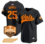 Men's Tennessee Volunteers #25 Blake Burke Black 2024 Champions Vapor Limited Stitched Jersey