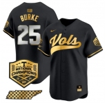 Men's Tennessee Volunteers #25 Blake Burke Black Gold 2024 Champions Vapor Limited Stitched Jersey