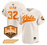 Men's Tennessee Volunteers #32 Drew Beam Cream 2024 Champions Vapor Limited Stitched Jersey