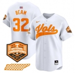 Men's Tennessee Volunteers #32 Drew Beam White 2024 Champions Vapor Limited Stitched Jersey