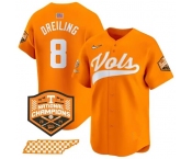Men's Tennessee Volunteers #8 Dylan Dreiling Orange 2024 Champions Vapor Limited Baseball Stitched Jersey