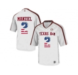 2016 US Flag Fashion 2016 Men'sTexas A&M Aggies Johnny Manziel #2 College Football Authentic Jersey - White
