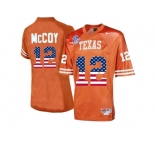 2016 US Flag Fashion-Men's Texas Longhorns Colt McCoy #12 College Football Throwback Jersey - Burnt Orange