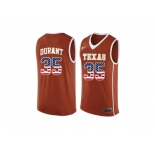 2016 US Flag Fashion-Men's Texas Longhorns Kevin Durant #35 College Basketball Jersey - Burnt Orange