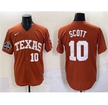 Men's Texas Longhorns #10 Mia Scott Orange 2025 World Series & SEC Patch Stitched Jersey