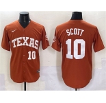 Men's Texas Longhorns #10 Mia Scott Orange SEC Patch Stitched Jersey