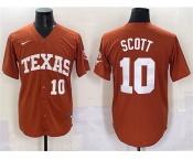 Men's Texas Longhorns #10 Mia Scott Orange SEC Patch Stitched Jersey