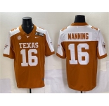 Men's Texas Longhorns #16 Peyton Manning Orange 2025 CFP Final With SEC Patch Stitched Jersey