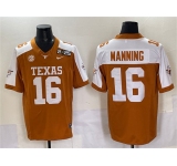 Men's Texas Longhorns #16 Peyton Manning Orange 2025 CFP Final With SEC Patch Stitched Jersey