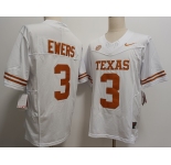 Men's Texas Longhorns #3 Quinn Ewers White FUSE Stitched Jersey