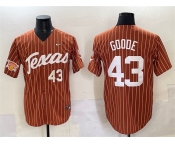 Men's Texas Longhorns #43 Leighann Goode Orange Pinstripe 2025 Softball National Champions & SEC Patch Stitched Jersey