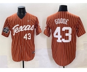 Men's Texas Longhorns #43 Leighann Goode Orange Pinstripe 2025 World Series & SEC Patch Stitched Jersey