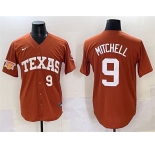 Men's Texas Longhorns #9 Joley Mitchell Orange 2025 Softball National Champions & SEC Patch Stitched Jersey