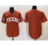 Men's Texas Longhorns Blank Orange 2025 World Series & SEC Patch Stitched Jersey