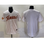 Men's Texas Longhorns Blank White Pinstripe 2025 Softball National Champions & SEC Patch Stitched Jersey