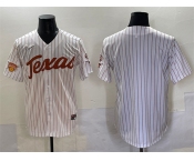 Men's Texas Longhorns Blank White Pinstripe 2025 Softball National Champions & SEC Patch Stitched Jersey