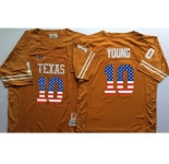 Texas Longhorns #10 Vince Young Orange USA Flag College Jersey