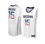 2016 US Flag Fashion Uconn Huskies Kemba Walker #15 College Basketball Jersey - White