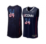 2016 US Flag Fashion Uconn Huskies Ray Allen #34 College Basketball Jersey - Navy