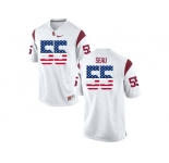 2016 US Flag Fashion USC Trojans Seau #55 College Football Jersey - White