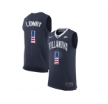 2016 US Flag Fashion 2017 Villanova Wildcats Kyle Lowry #1 College Basketball Jersey - Navy Blue