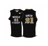 Wake Forest Demon Deacons Tim Duncan #21 College Basketball Throwback Jersey - Black
