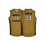 Wake Forest Demon Deacons Tim Duncan #21 College Basketball Throwback Jersey - Gold