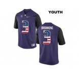 2016 US Flag Fashion 2016 Youth Washington Huskies Jake Browning #3 College Football Limited Jersey - Purple