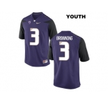 2016 Youth Washington Huskies Jake Browning #3 College Football Limited Jersey - Purple
