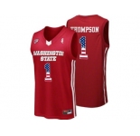 2016 US Flag Fashion Washington State Cougars Klay Thompson #1 College Basketball Jersey - Red