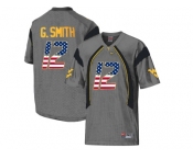 2016 US Flag Fashion West Virginia Mountaineers Geno Smith #12 College Football Mesh Jersey - Grey