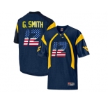 2016 US Flag Fashion West Virginia Mountaineers Geno Smith #12 College Football Mesh Jersey - Navy Blue