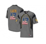 2016 US Flag Fashion West Virginia Mountaineers Oliver Luck #12 College Football Mesh Jersey - Grey