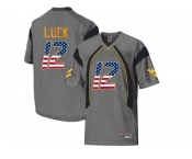 2016 US Flag Fashion West Virginia Mountaineers Oliver Luck #12 College Football Mesh Jersey - Grey