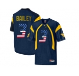 2016 US Flag Fashion West Virginia Mountaineers Stedman Bailey #3 College Football Mesh Jersey - Navy Blue