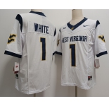 Men's West Virginia Mountaineers #1 Jahiem White White FUSE College Stitched Jersey