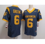 Men's West Virginia Mountaineers #6 Garrett Greene Navy FUSE College Stitched Jersey