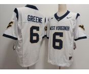 Men's West Virginia Mountaineers #6 Garrett Greene White FUSE College Stitched Jersey