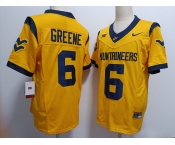 Men's West Virginia Mountaineers #6 Garrett Greene Yellow FUSE College Stitched Jersey