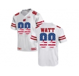 2016 US Flag Fashion-2016 Men's UA Wisconsin Badgers J.J Watt #99 College Football Jersey - White