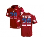 2016 US Flag Fashion-2016 Men's UA Wisconsin Badgers James White #20 College Football Jersey - Red