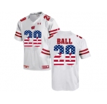 2016 US Flag Fashion-2016 Men's UA Wisconsin Badgers Montee Ball #28 College Football Jersey - White