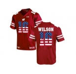 2016 US Flag Fashion-2016 Men's UA Wisconsin Badgers Russell Wilson #16 College Football Jersey - Red