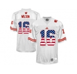 2016 US Flag Fashion-Men's Wisconsin Badgers Russell Wilson #16 College Football Jersey - White