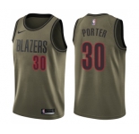 Youth Nike Portland Trail Blazers #30 Terry Porter Swingman Green Salute to Service NBA Jersey