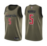 Youth Nike Washington Wizards #5 Markieff Morris Swingman Green Salute to Service NBA Jersey