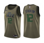 Youth Nike Utah Jazz #12 John Stockton Swingman Green Salute to Service NBA Jersey